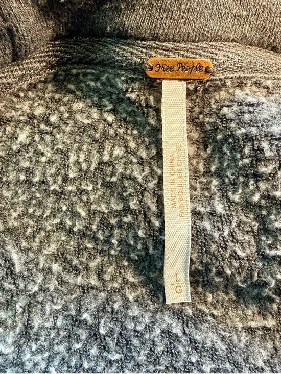 Free People When Worlds Meet Hoodie Large Gray Black Distressed Zip Sweatshirt - Picture 2 of 15